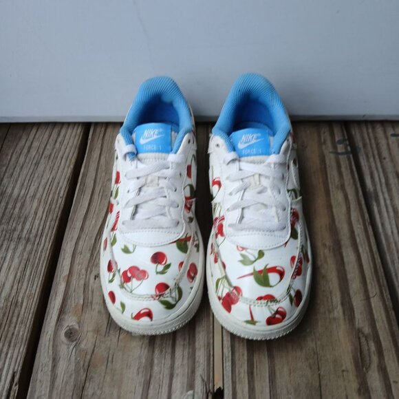 Nike Force 1 Youth Cherry Print Sneakers - Size 1Y - Picture 2 of 8